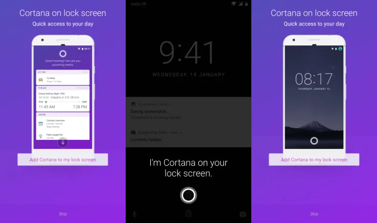 Microsoft Cortana'yı Android kilit ekranına getiriyor