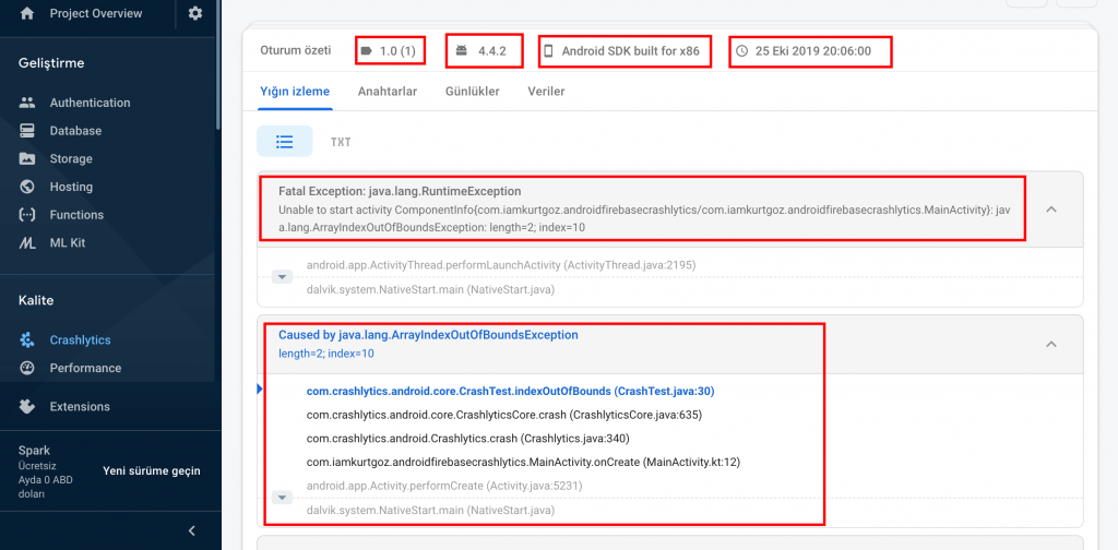 Android Firebase Crashlytics Kurulumu