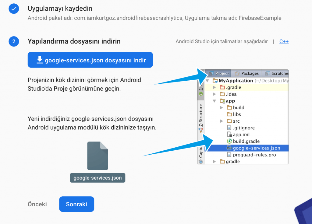 Android Firebase Crashlytics Kurulumu