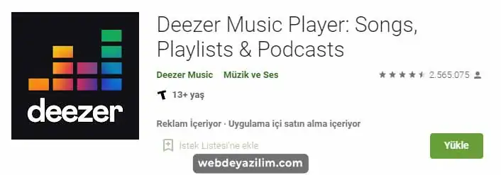 Android İçin Deezer Müzik İndirme Programı