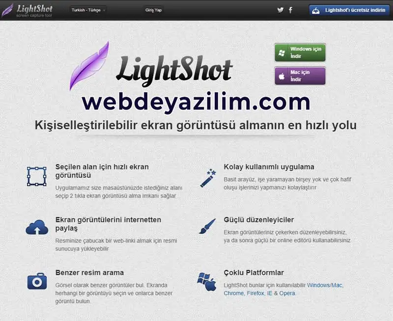 lightshot ekran görüntüsü çekme programı