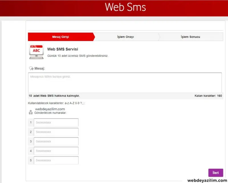 vodafone self servis WEB SMS Hizmeti - Vodafone Online Self Servis