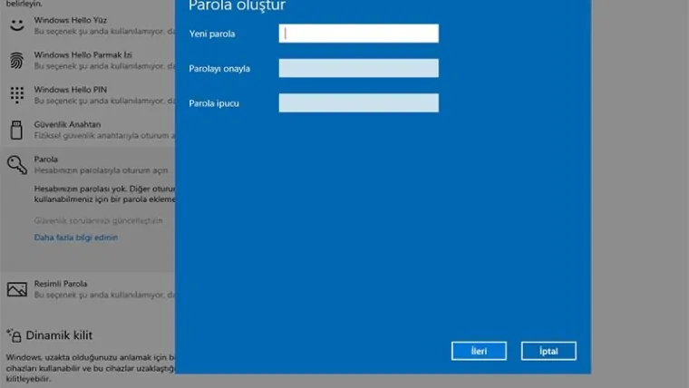 Windows 10 Şifre Koyma