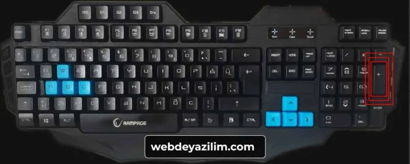klavyede artı işareti