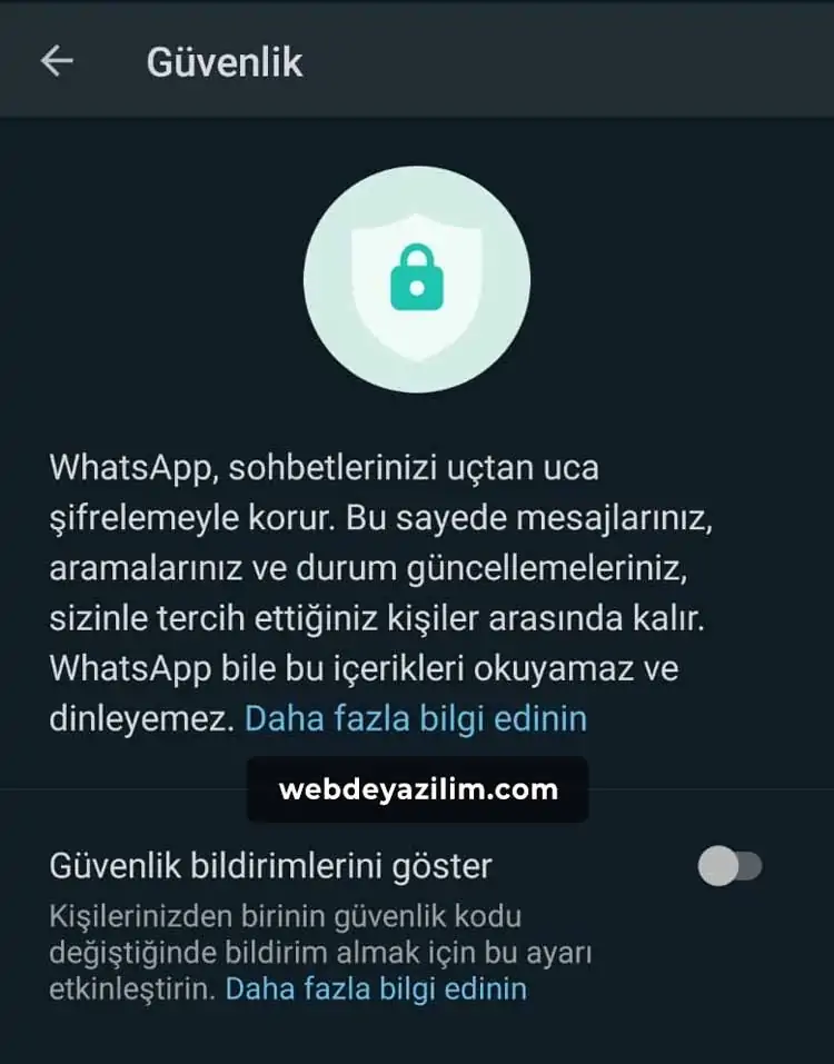 Whatsapp Güvenlik Kodu Bildirimleri Kapatma