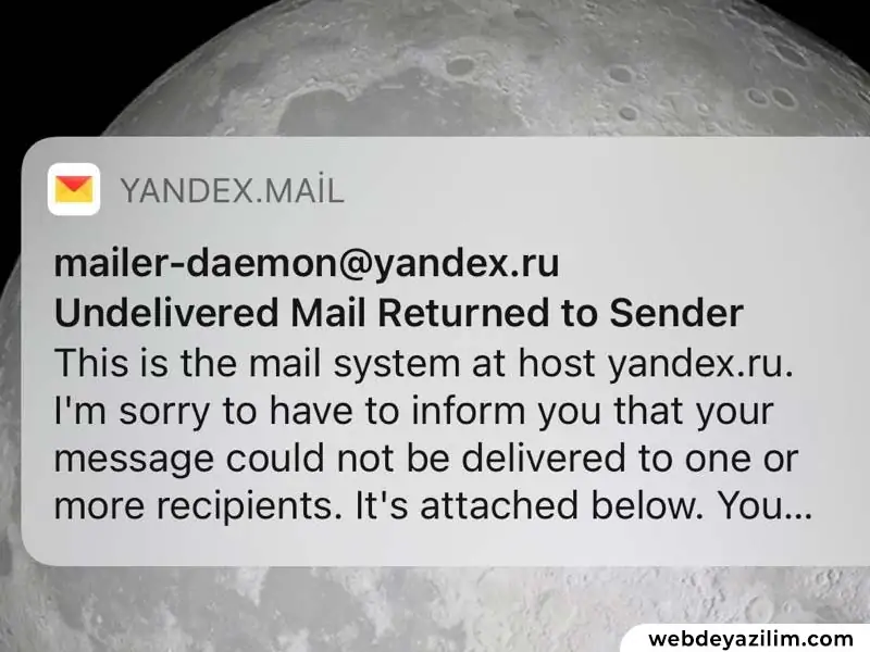 mailer-daemon@yandex.ru hatası çözümü