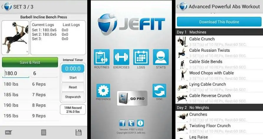 JEFIT Workout Tracker, Weight Lifting, Gym Planner