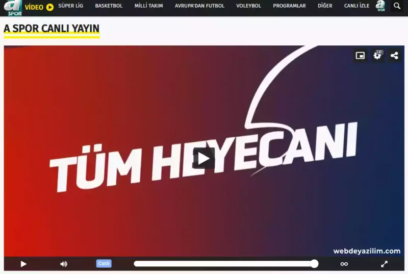 A SPOR kanalı web sitesi üzerinden Ziraat Türkiye Kupası'nı Canlı izleyebilirsiniz