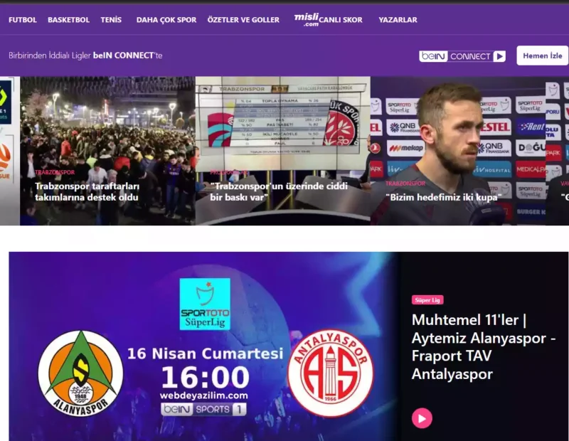 beIN Sports ile Türkiye Süper Lig maçlarını canlı izleyebilirsiniz!