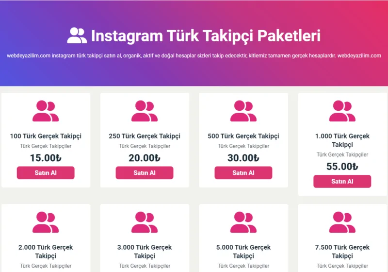 Instagram Türk Takipçi Paketleri