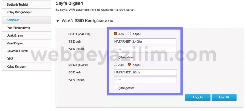 türk telekom modem wifi şifre değiştirme