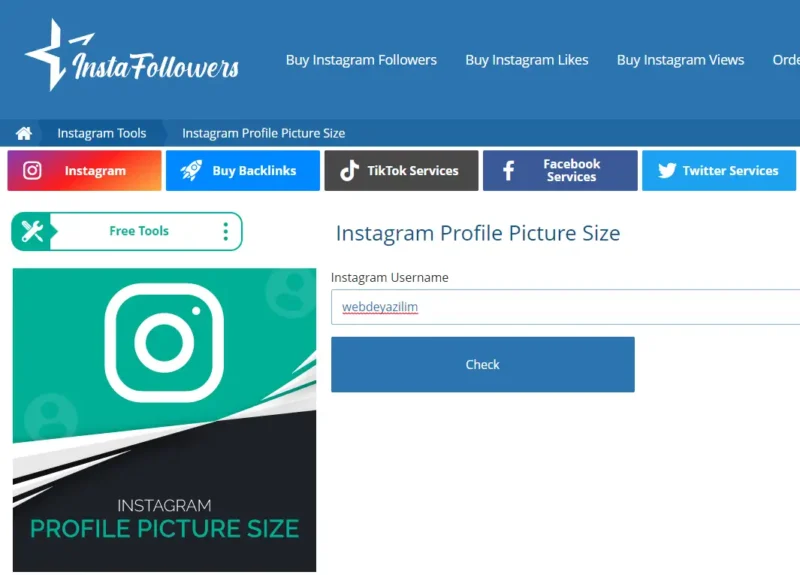 Web Sitesi Üzerinden Instagram Profil Resmi Görme