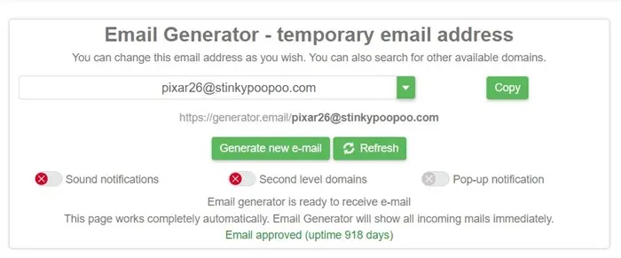 Generator.email Sahte E-Posta