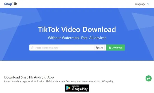 SnapTik TikTok video indirme programı