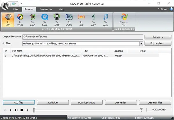 VSDC Free Audio Converter Videoyu MP3'e Çevirme Programı