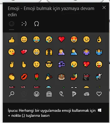 Windows bilgisayar klavyesinde emoji kullanımı