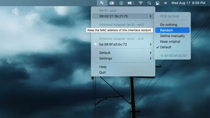 Mac'inizin MAC adresini değiştiren üçüncü taraf uygulamaları