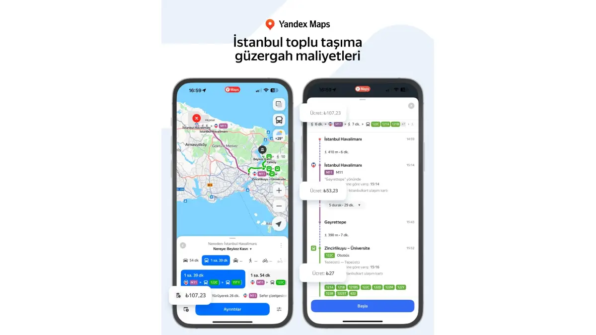 Yandex Türkiye, İstanbul'daki Toplu Taşıma Ücretlerini Platforma Ekledi